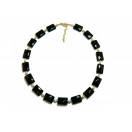 Black Faceted Jet Beaded Necklace With GlassPearls